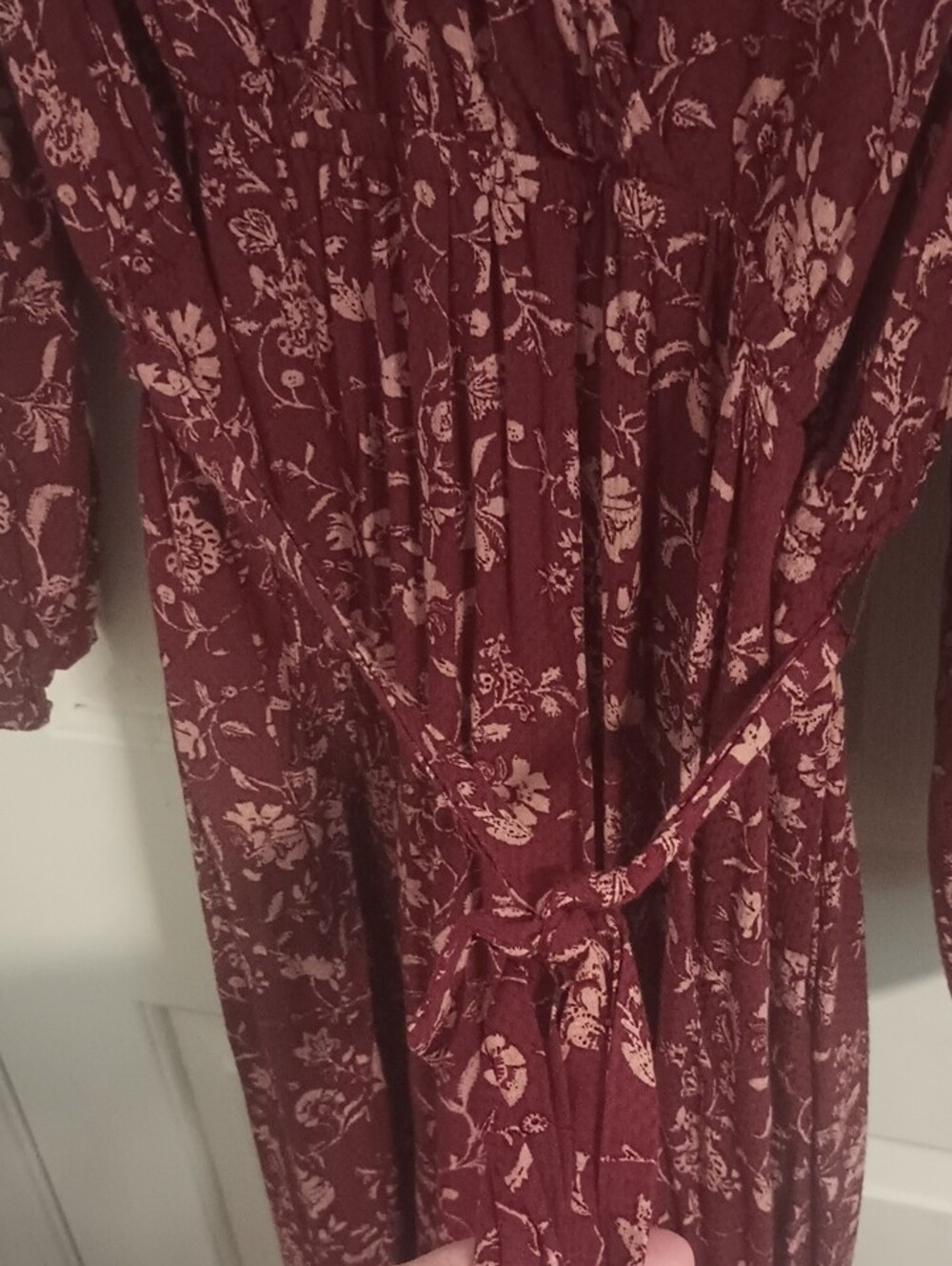 Knox Rose Maroon Floral Long-Sleeve Midi Dress - Picture 5 of 9